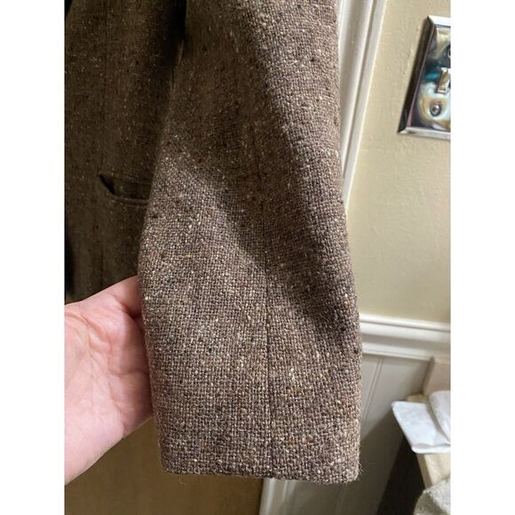 Vintage Liz Claiborne Wool Blazer Heather Brown 1 Button with Pockets Size 10 - Picture 6 of 12